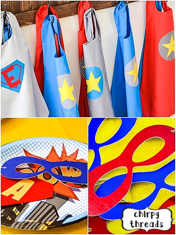 {chirpy threads} superhero birthday party :: capes and masks